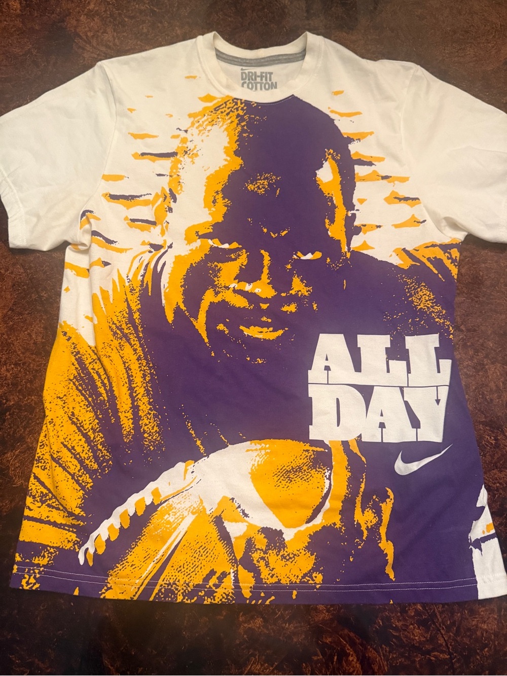 Nike football White Purple Yellow 'All Day' Graphic Dri-FIT Tee